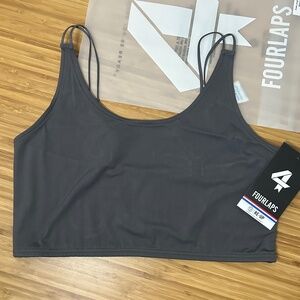 NWT FOURLAPS POISE LONGLINE BRA GRAPHITE
